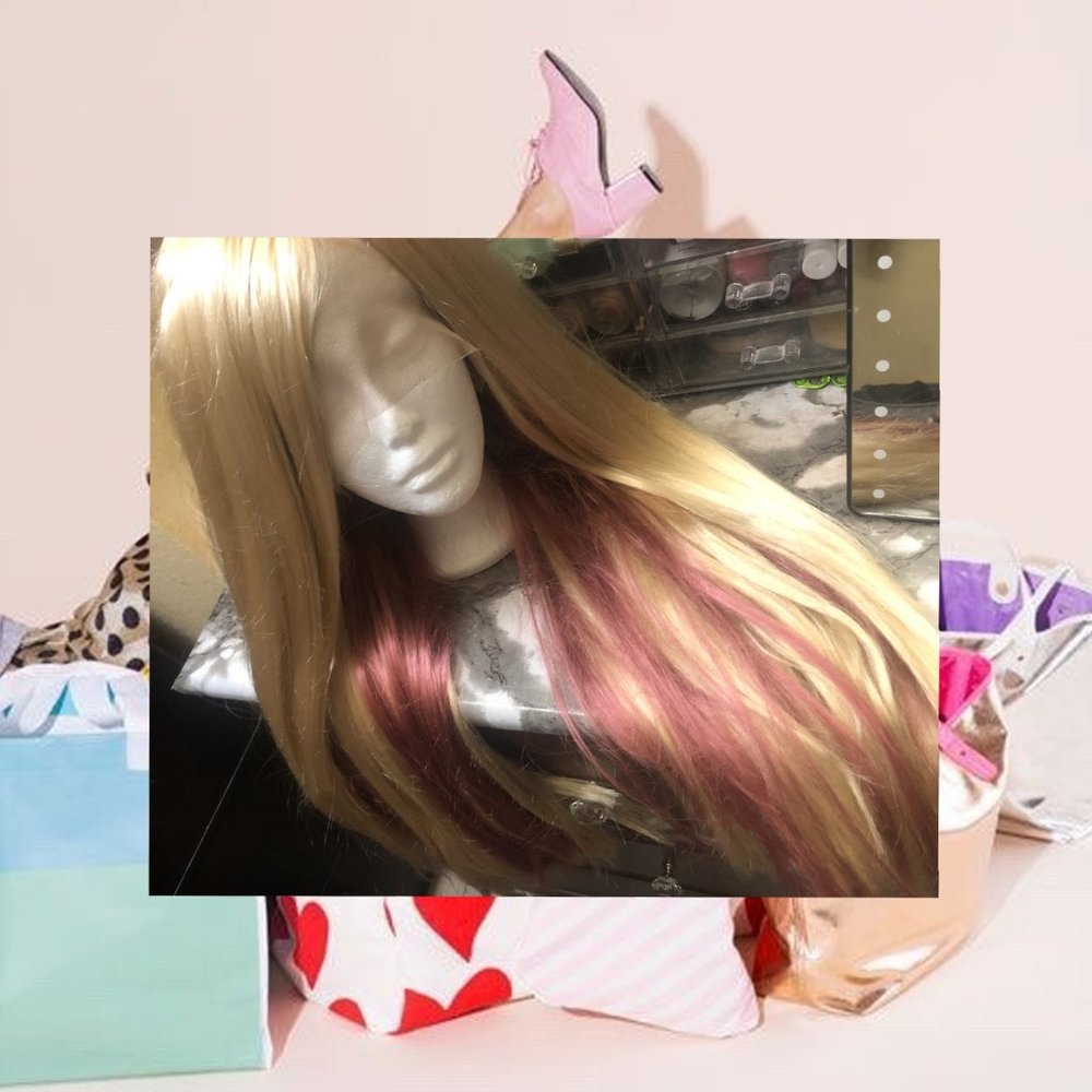 Pink & Blonde Wig